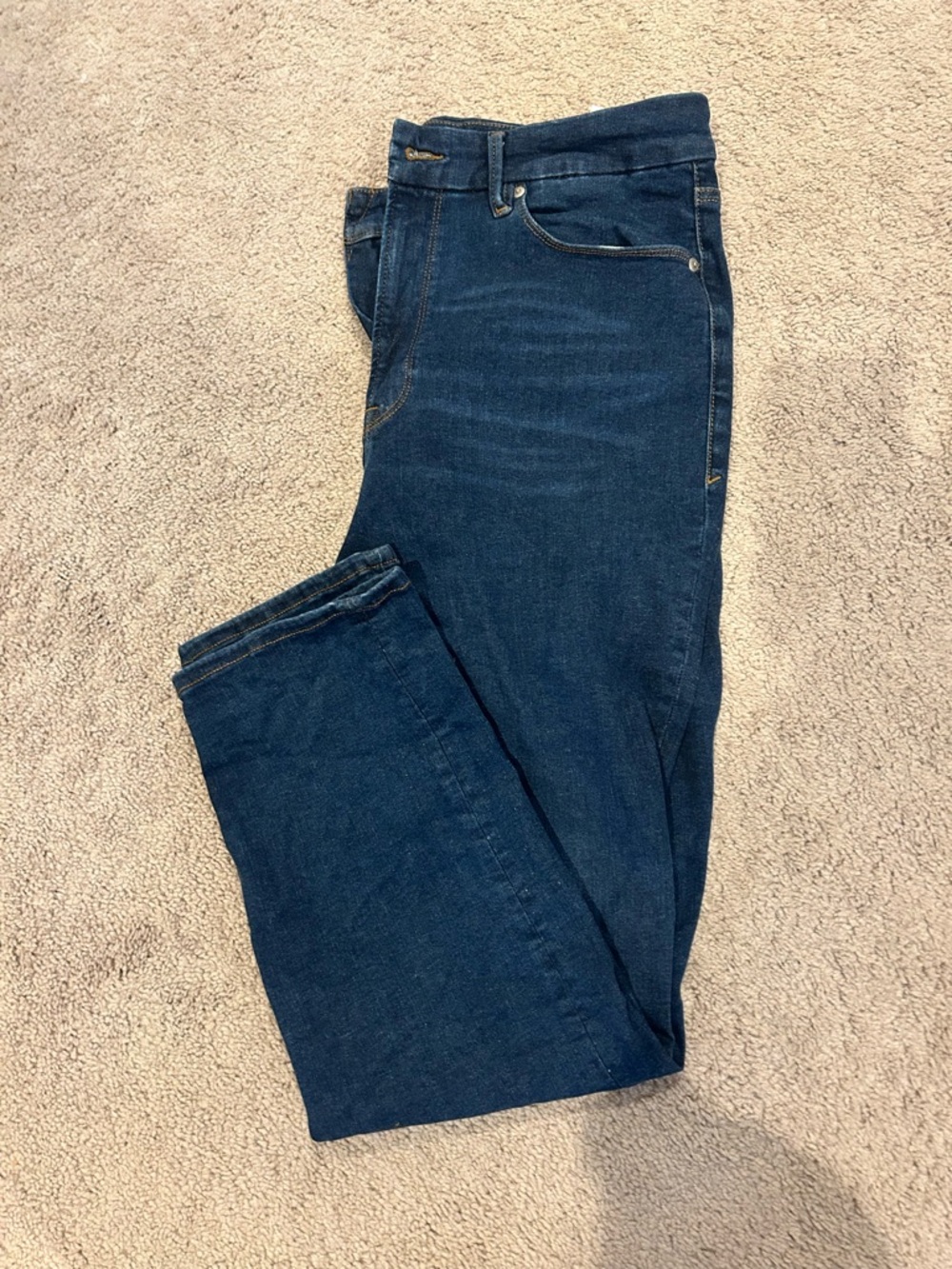 Good American Women's Slim Straight Dark Blue Denim Jeans